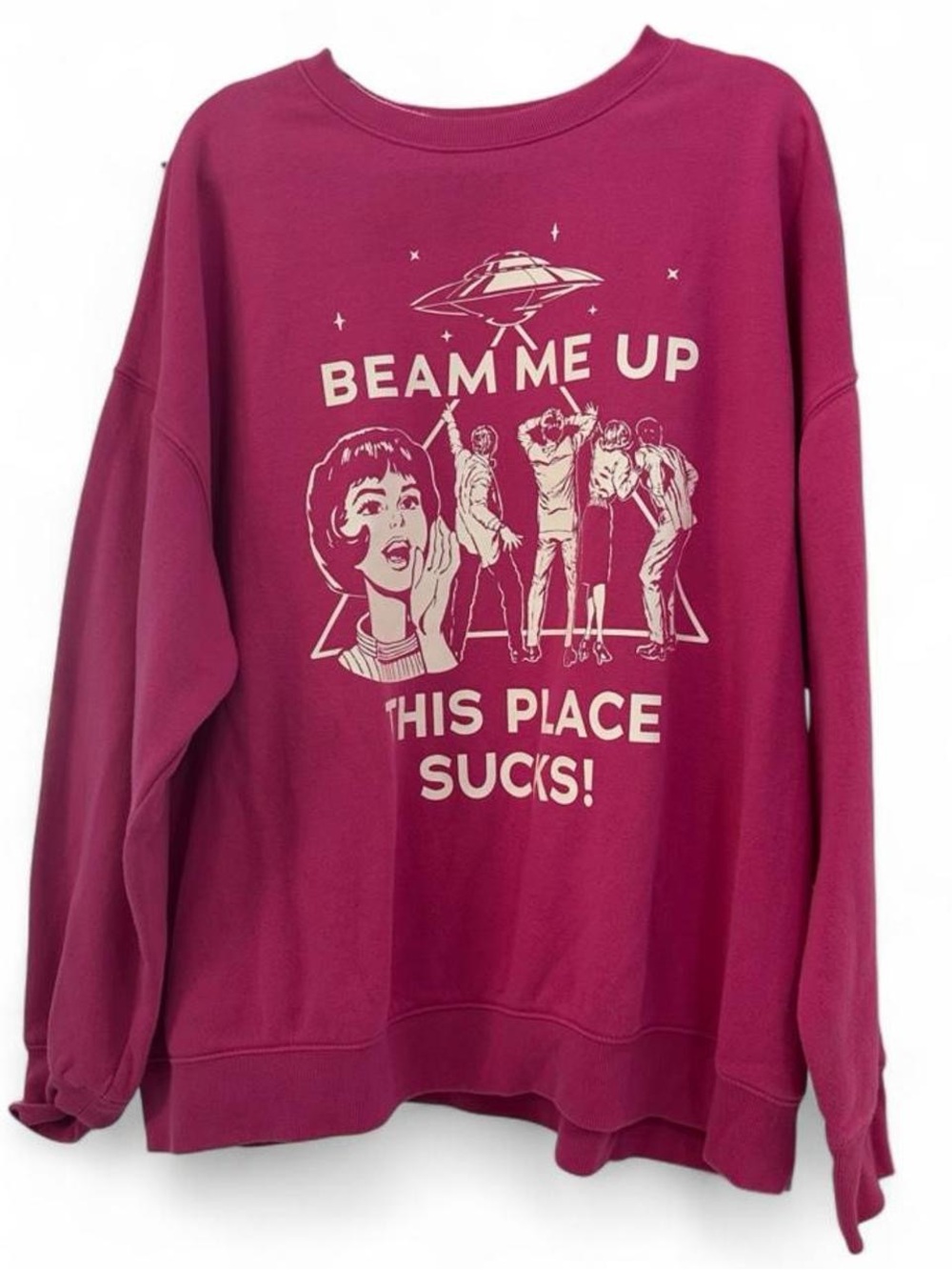Graphic 'Beam Me Up' Berry Sweatshirt